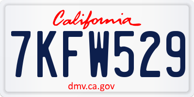 CA license plate 7KFW529