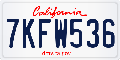 CA license plate 7KFW536