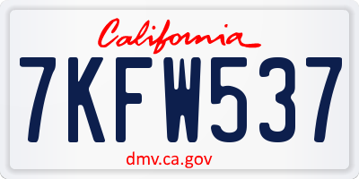CA license plate 7KFW537