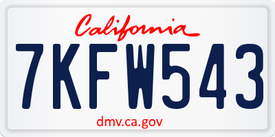 CA license plate 7KFW543