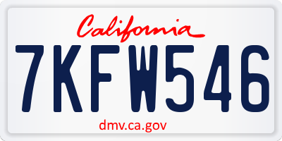 CA license plate 7KFW546