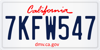 CA license plate 7KFW547