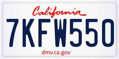 CA license plate 7KFW550