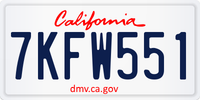 CA license plate 7KFW551