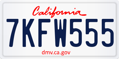 CA license plate 7KFW555