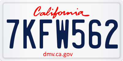 CA license plate 7KFW562