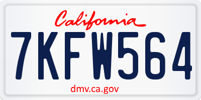 CA license plate 7KFW564
