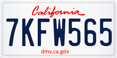 CA license plate 7KFW565