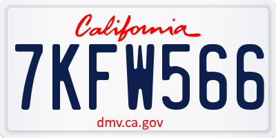 CA license plate 7KFW566