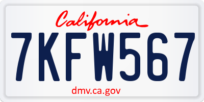 CA license plate 7KFW567