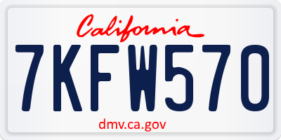 CA license plate 7KFW570