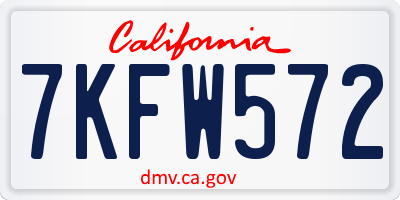 CA license plate 7KFW572