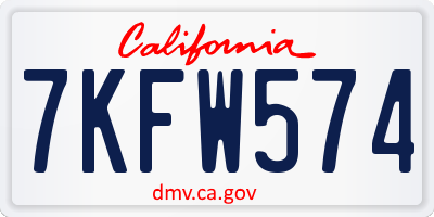 CA license plate 7KFW574