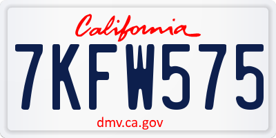 CA license plate 7KFW575