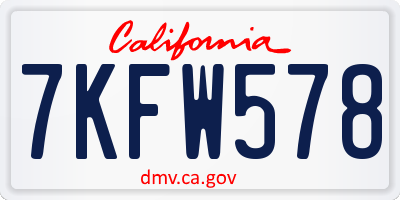 CA license plate 7KFW578
