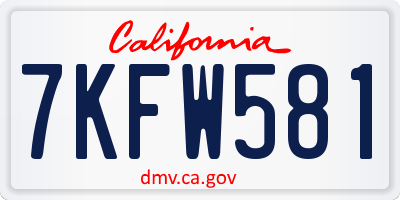 CA license plate 7KFW581