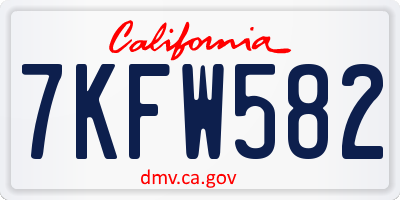 CA license plate 7KFW582