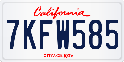 CA license plate 7KFW585