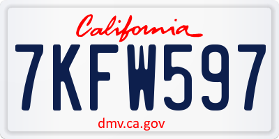 CA license plate 7KFW597