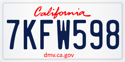 CA license plate 7KFW598