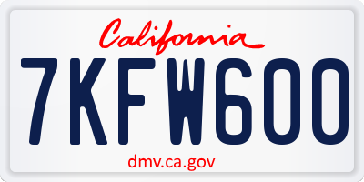 CA license plate 7KFW600