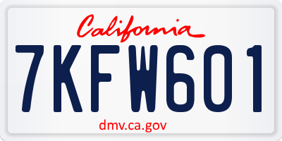 CA license plate 7KFW601