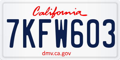 CA license plate 7KFW603