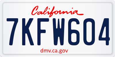 CA license plate 7KFW604