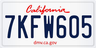 CA license plate 7KFW605