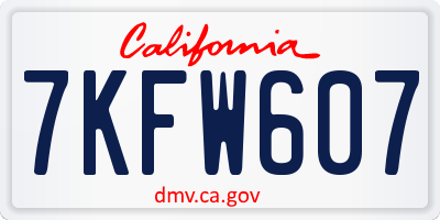 CA license plate 7KFW607