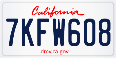 CA license plate 7KFW608