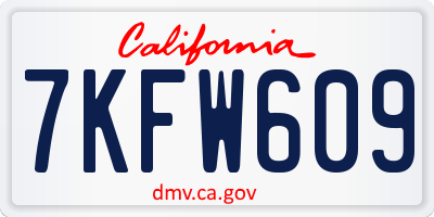 CA license plate 7KFW609