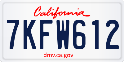 CA license plate 7KFW612