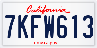 CA license plate 7KFW613