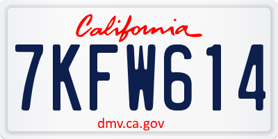 CA license plate 7KFW614