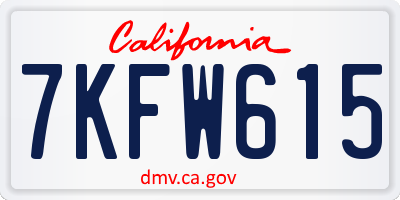 CA license plate 7KFW615