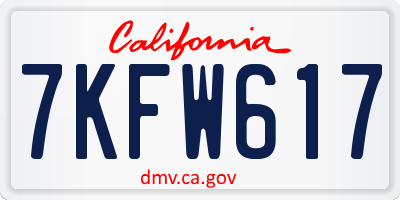 CA license plate 7KFW617