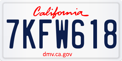 CA license plate 7KFW618