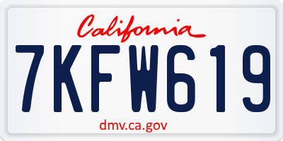 CA license plate 7KFW619
