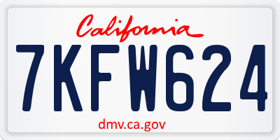 CA license plate 7KFW624