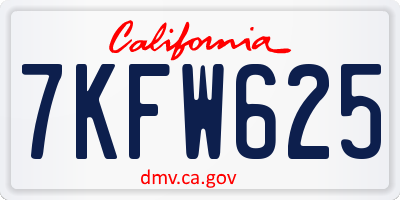 CA license plate 7KFW625