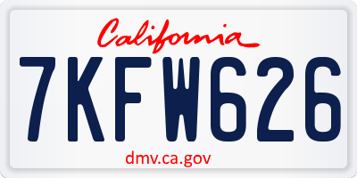 CA license plate 7KFW626