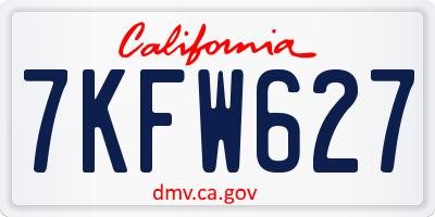 CA license plate 7KFW627