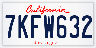 CA license plate 7KFW632