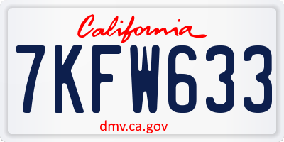 CA license plate 7KFW633