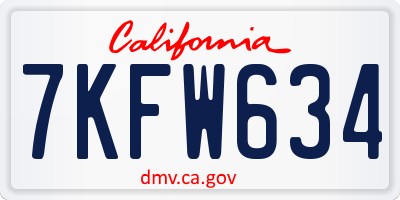 CA license plate 7KFW634