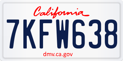 CA license plate 7KFW638