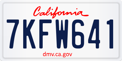 CA license plate 7KFW641