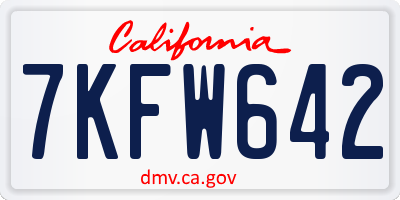 CA license plate 7KFW642