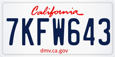 CA license plate 7KFW643